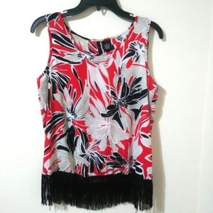 🌟 New Directions Fringe Sleeveless Blouse Size Small